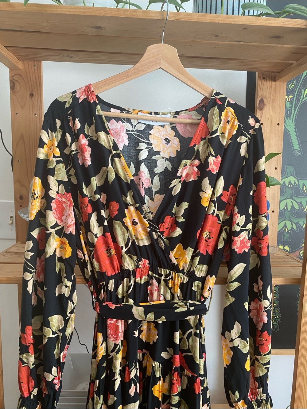 Petal and Pup Black Floral Ruana Maxi Dress 4 - Picture 9 of 16